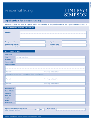 Student Residential Letting Application