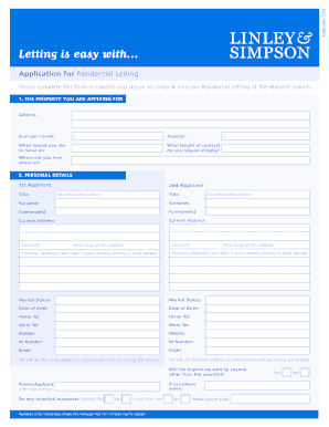 UK Residential Letting Application Form