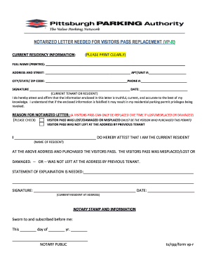 Notarized Visitor Pass Replacement Letter