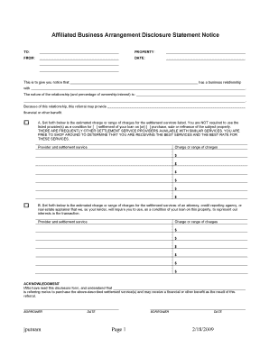 Affiliated Business Arrangement Disclosure Statement