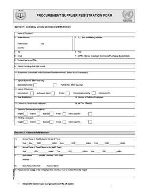Procurement Supplier Registration Form