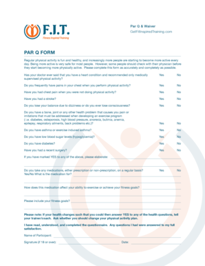 Par Q & Waiver Form