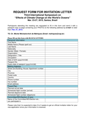 Sample invitation letter for visitor visa australia - REQUEST FORM FOR INVITATION LETTER - pices