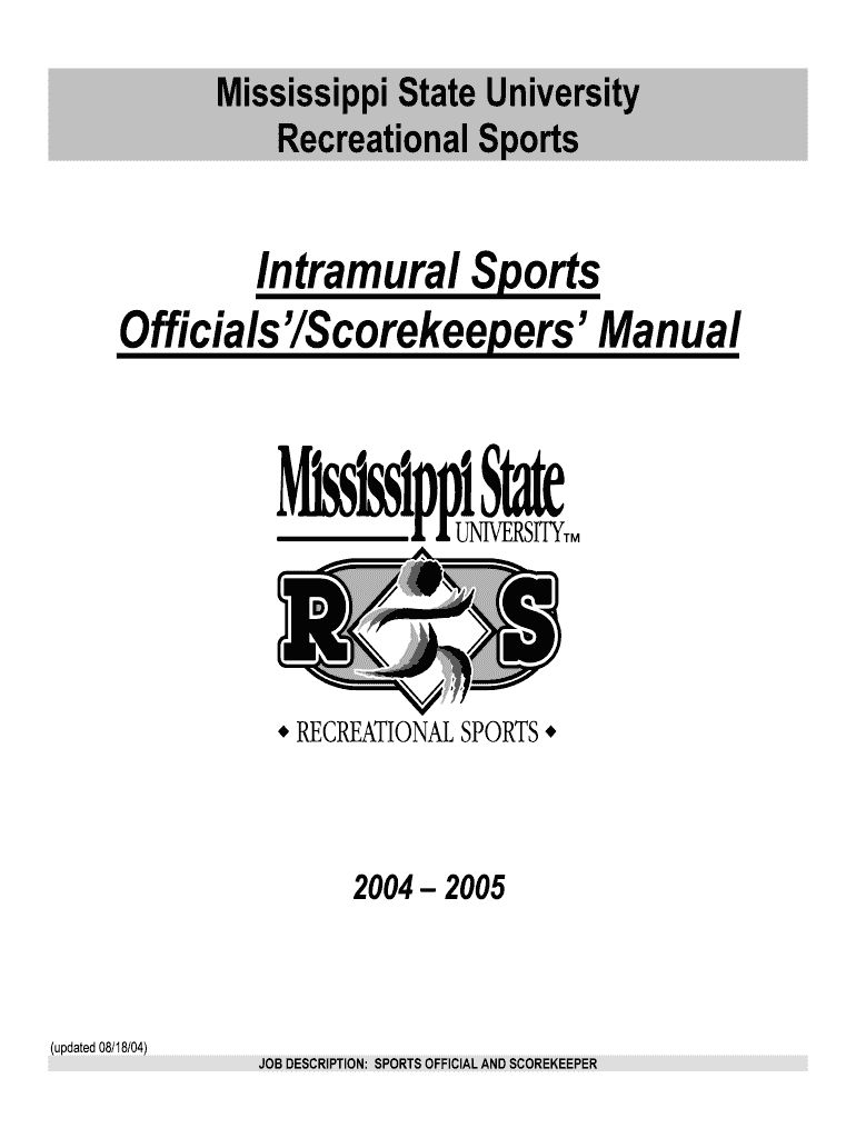 Fillable Online recsports msstate Intramural Sports