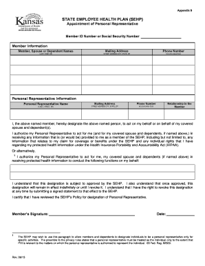 State Employee Health Plan Personal Representative Appointment