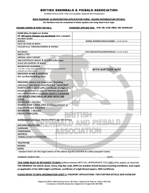 BSPA Equine Passport Application Form