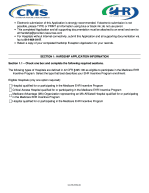 2015 Medicare EHR Hardship Exception Application