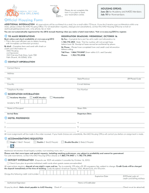 AAO Housing Reservation Form