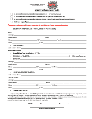 SOLICITAÇÃO DE CERTIDÃO