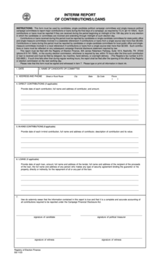 Tennessee Interim Report of Contributions/Loans