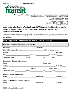 Application for DRT Specialized Services