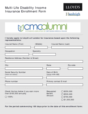 Multi-Life Disability Income Insurance Enrollment Form