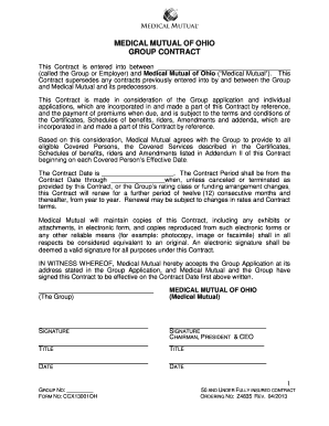 Medical Mutual of Ohio Group Contract