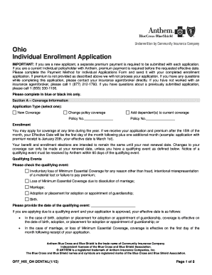 Ohio Individual Dental Enrollment Application