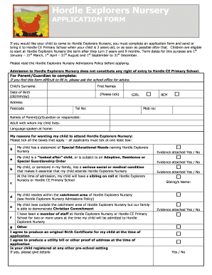 hordle explorers nursery form