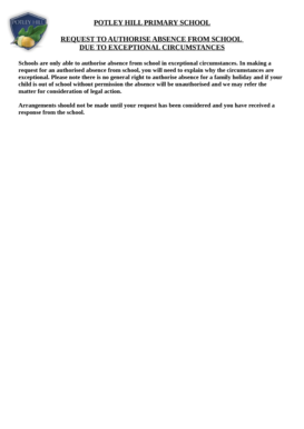 Request to Authorise Absence from School