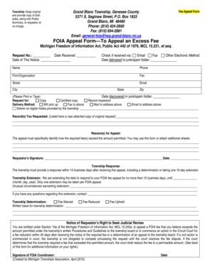 Michigan FOIA Fee Appeal Form