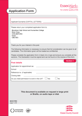 School Employment Application Form