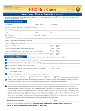 California Independent Medical Review Application