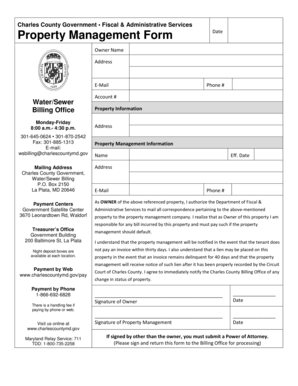 Charles County Property Management Authorization Form