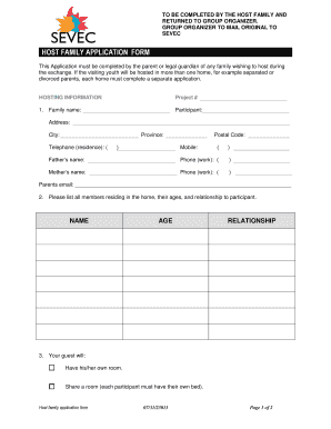 Host Family Application Form