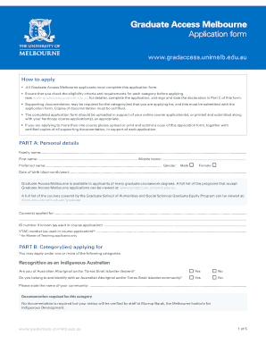 Graduate Access Melbourne Application Form