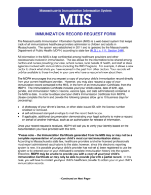 Massachusetts Immunization Record Request Form