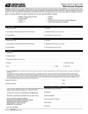 USPS Web Access Request Form