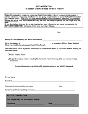 Authorization to Access Claims Based Medical History