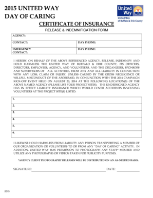 United Way Day of Caring Release Form