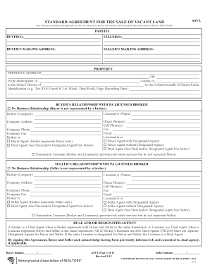 Pennsylvania Vacant Land Sale Agreement