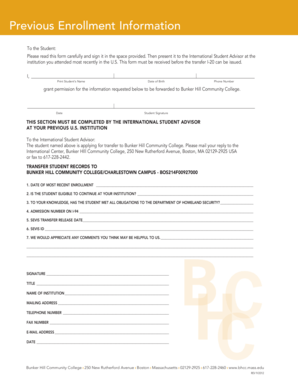 Transfer Student Records Form