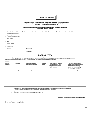 Employees Provident Fund Nomination Form