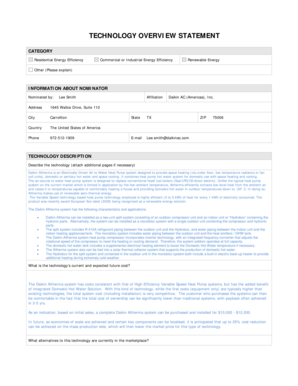 Daikin Altherma Technology Overview Form