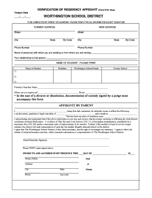Verification of Residency Affidavit