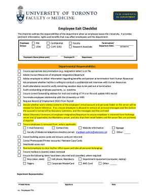 Employee Exit Checklist