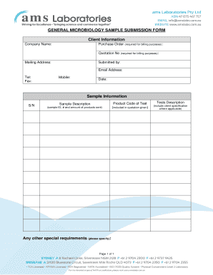 General Microbiology Sample Submission Form