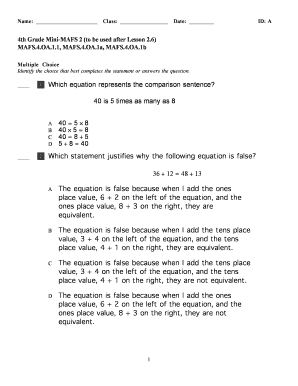 4th Grade Mini-MAFS 2 Math Test