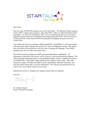 STARTALK Student Participation Consent Form