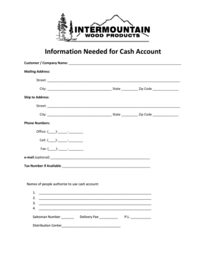 Cash Account Information Form