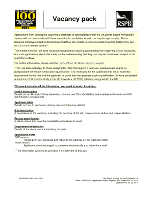 UK Job Application Pack