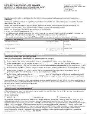 University of California CAP Balance Distribution Request