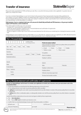 StatewideSuper Insurance Transfer Form