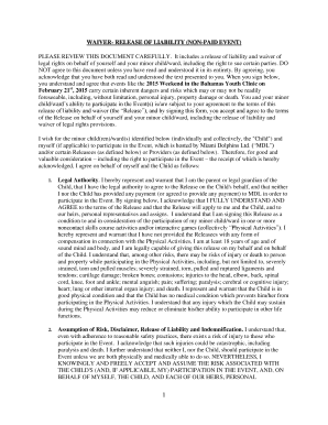 Waiver Release of Liability Non-Paid Event