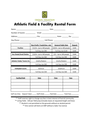 Athletic Field & Facility Rental Form - crownmtn
