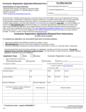 Iowa Contractor Registration Application