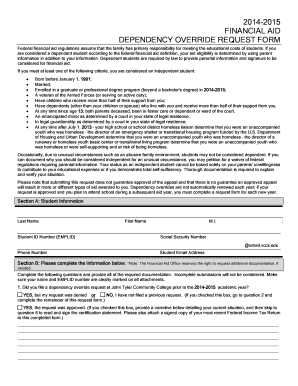 Fau sap appeal - Dependency Override Request Form - John Tyler Community College - jtcc