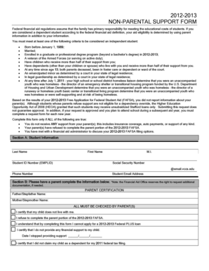 Non-Parental Support Form