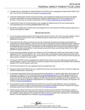 Federal Direct Parent PLUS Loan Request Form