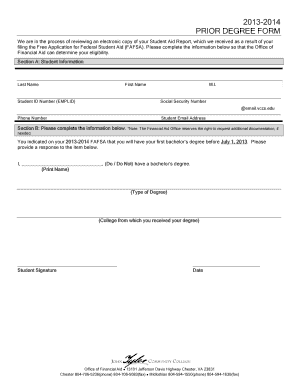 Prior Degree Form